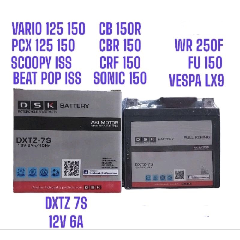 Aki DSK VARIO 125 / VARIO 150 / BEAT FI ISS / SCOOPY FI ISS / PCX 150 / CB 150 LED / LEXI / SONIC / 