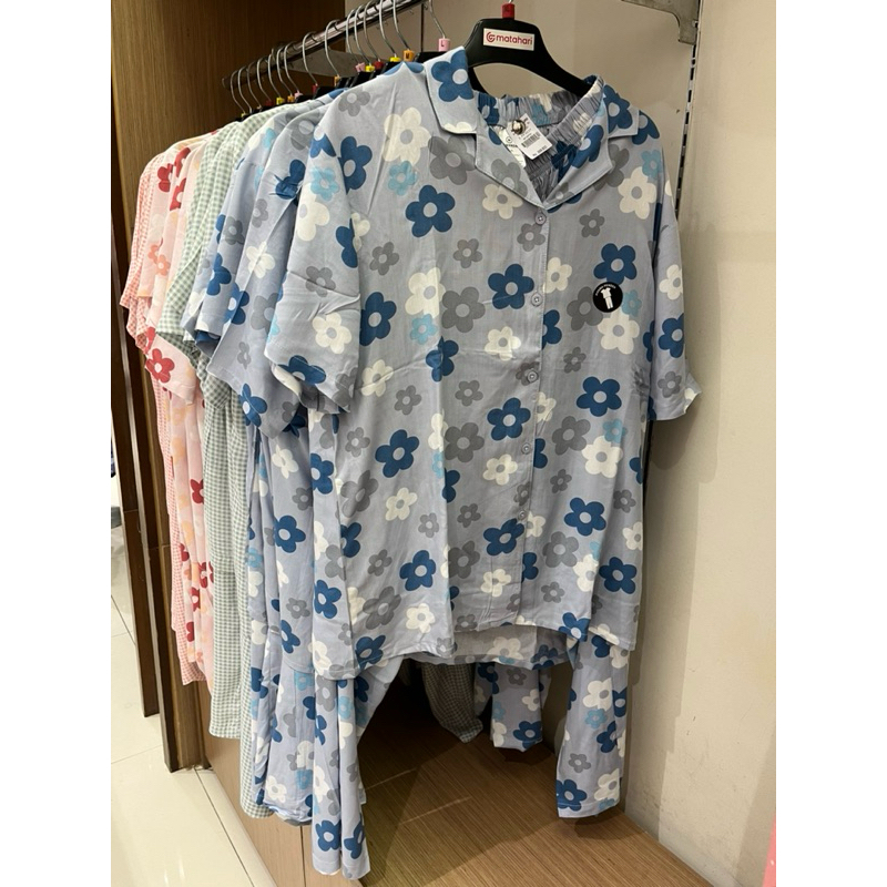 Piyama set cewek atasan lengan pendek celana panjang nevada