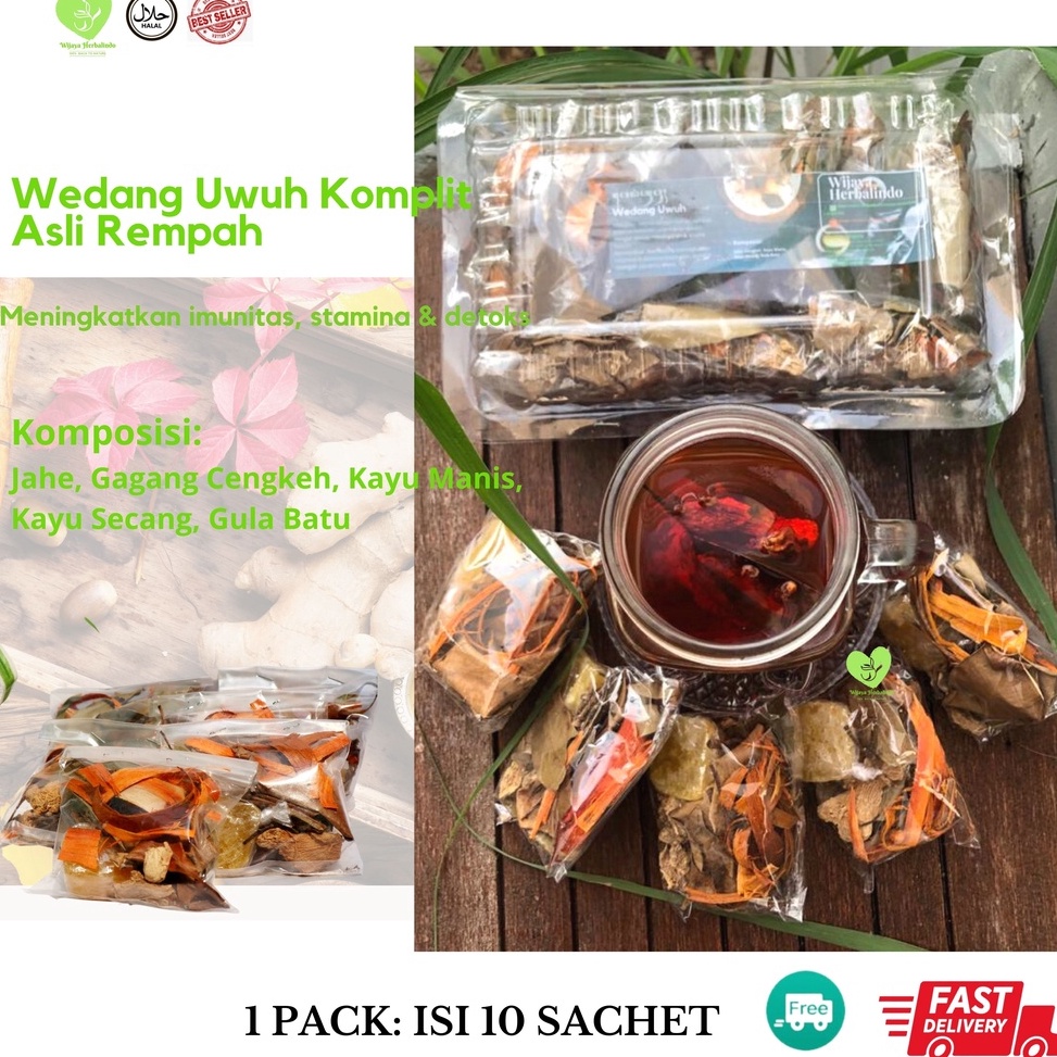 

Ready Stock Wedang Uwuh "ꦮꦺꦢꦁꦲꦸꦮꦸꦃ" I Komplit Gula Batu 1 Pack isi 10 sachet I Antioksidan I COD I Herbal