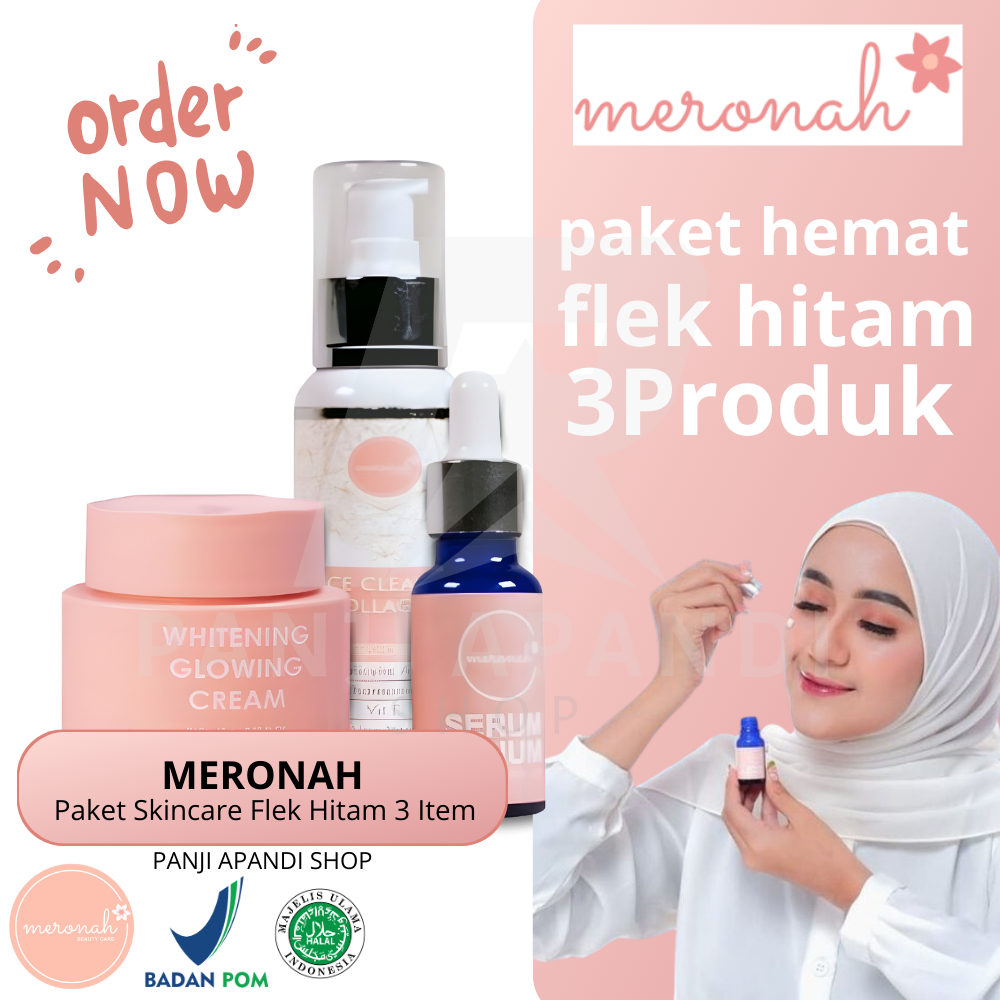 Paket Skincare MERONAH Flek Hitam Hemat 3 Item BPOM