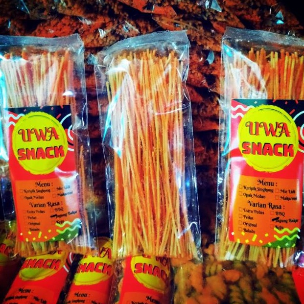 

Get It Now Mie Lidi Kemasan 40Gram Paket 100Pcs Bisa Mix Makaroni Spiral UWA SNACK