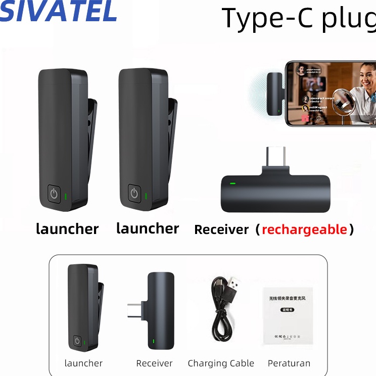 Produk Terbatas Mikrofon Nirkabel Lavalier untuk iPhone/Android Mikrofon mini kerah perekaman video 