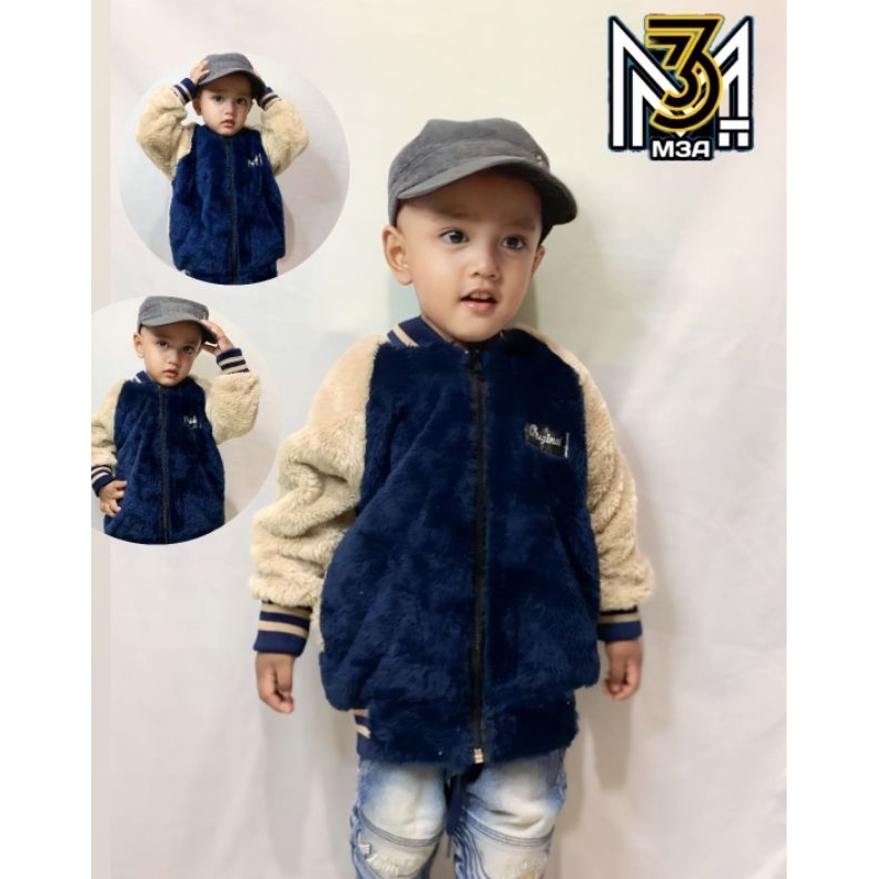 SHERPA VARSITY ANAK USIA 2-5 TAHUN/JAKET SHERPA ANAK/JAKET ANAK BULU/JAKET BASEBALL ANAK