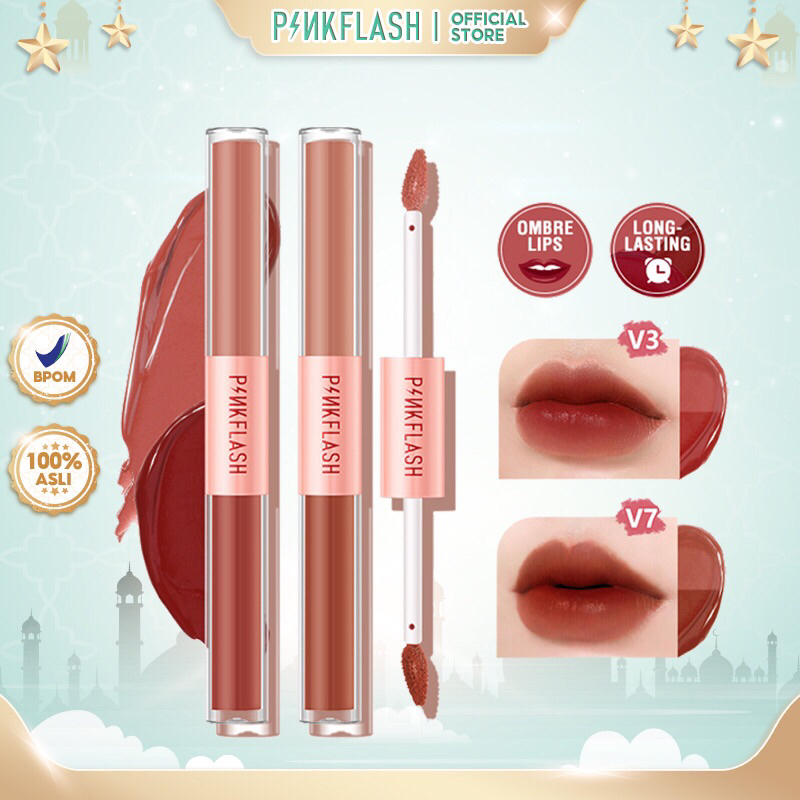 PINKFLASH Double Sense 2 IN 1 Lip Matte Ombrelips Lip Velvet Liptint Ombre Pink Flash