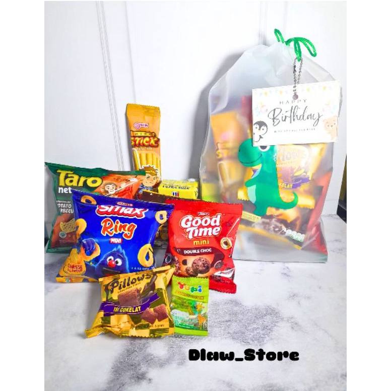 

Ready Stock Paket Snack Ulang Tahun Anak Hampers Ultah Goodybag Ultah Kemasan Premium Free Card