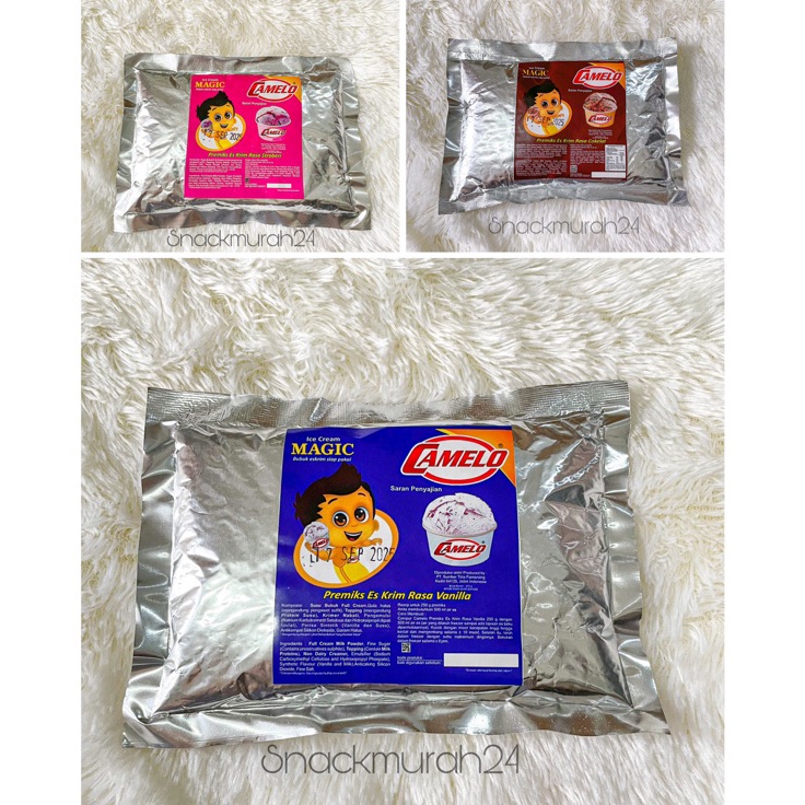 

GNGV5042 Stok terbaru BUBUK ES KRIM CAMELO ICE CREAM MAGIC 250 Gram