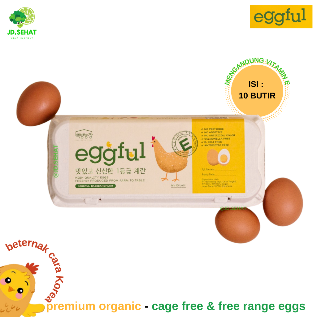 

EGGFUL Telur Ayam Organik Premium Free Range Cage Free Vitamin E Korea