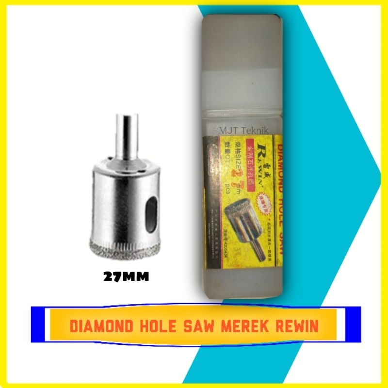 Mata Bor Kaca Keramik Granit Marmer Diamond Hole Saw Merek Rewin 27mm Asli Original