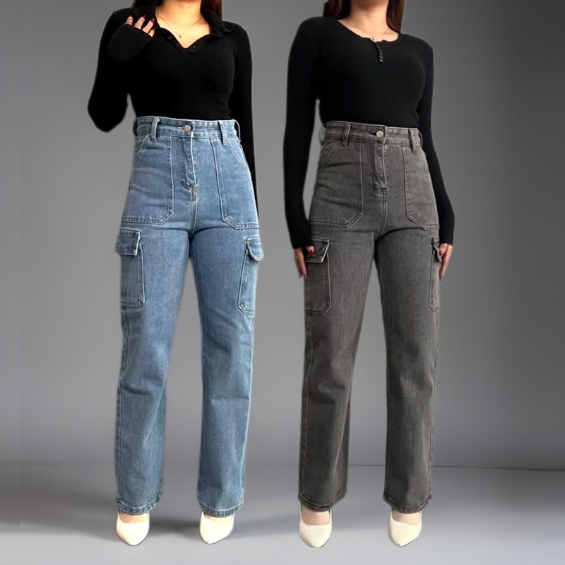 12.12 MALL [LUXE.DLABEL] - 303 JEANS  | Celana Panjang Highwaist Wanita Jeans Import Premium Quality