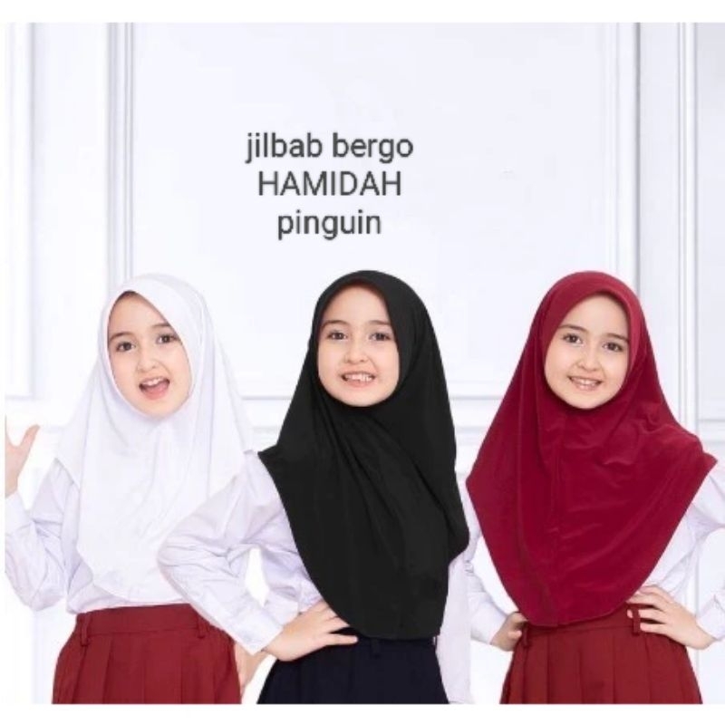 jilbab hamidah oval anak paud sd smp/hijab bergo sekolah spandex jersey/bergo hamidah/kerudung sekol