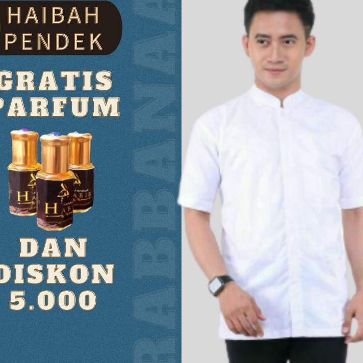 TFFL8403 5.5 COD BAJU KOKO HABAIB PUTIH POLOS LENGAN PENDEK