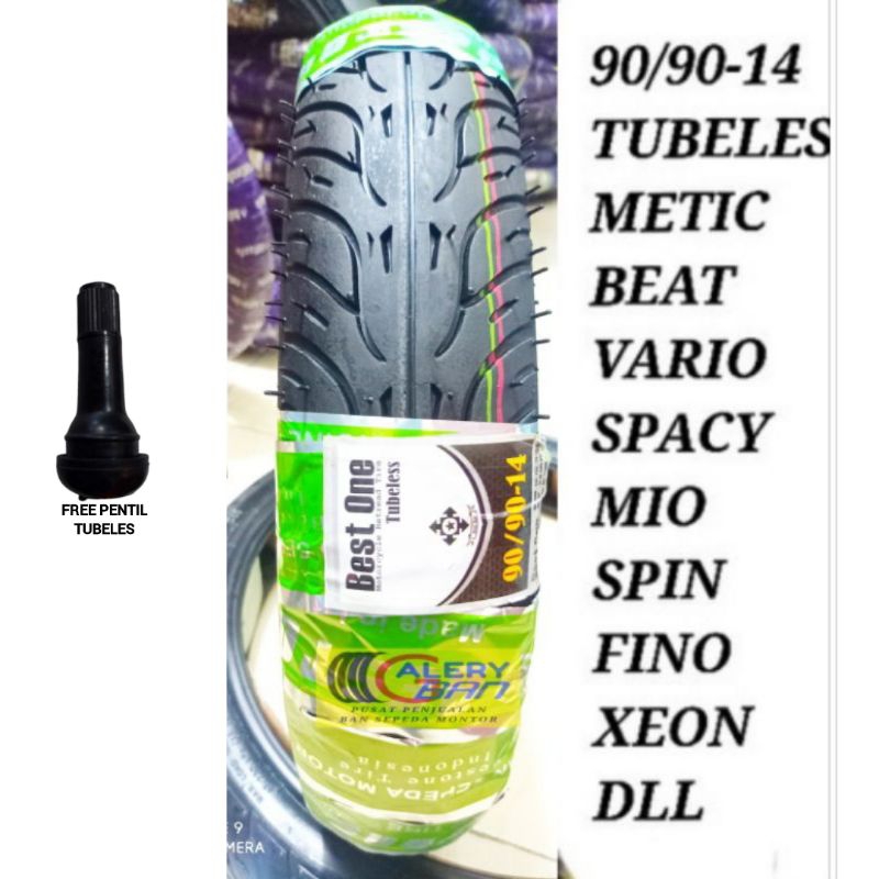 ban motor matic tubeles 90/90-14 + bonus dop tubeles ban metic  honda beat vario mio ban ring 14 ban