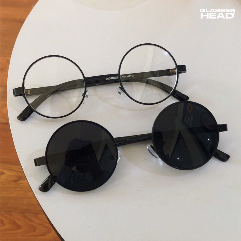 Kacamata hitam frame Bulat kecil Park