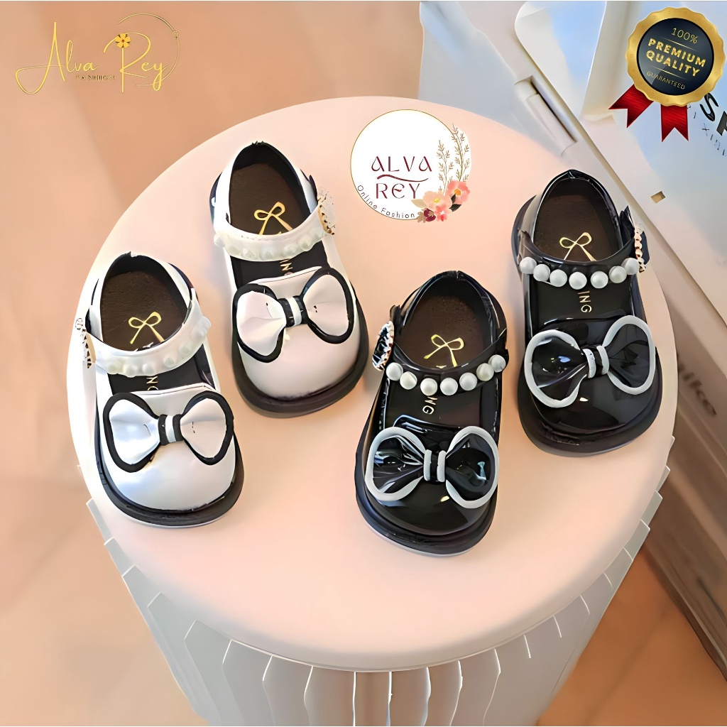 12.12 STOK READY Sepatu Anak Perempuan Cantik Flatshoes Lucu Model Pita Mutiara / Sepatu Baby Shoes 