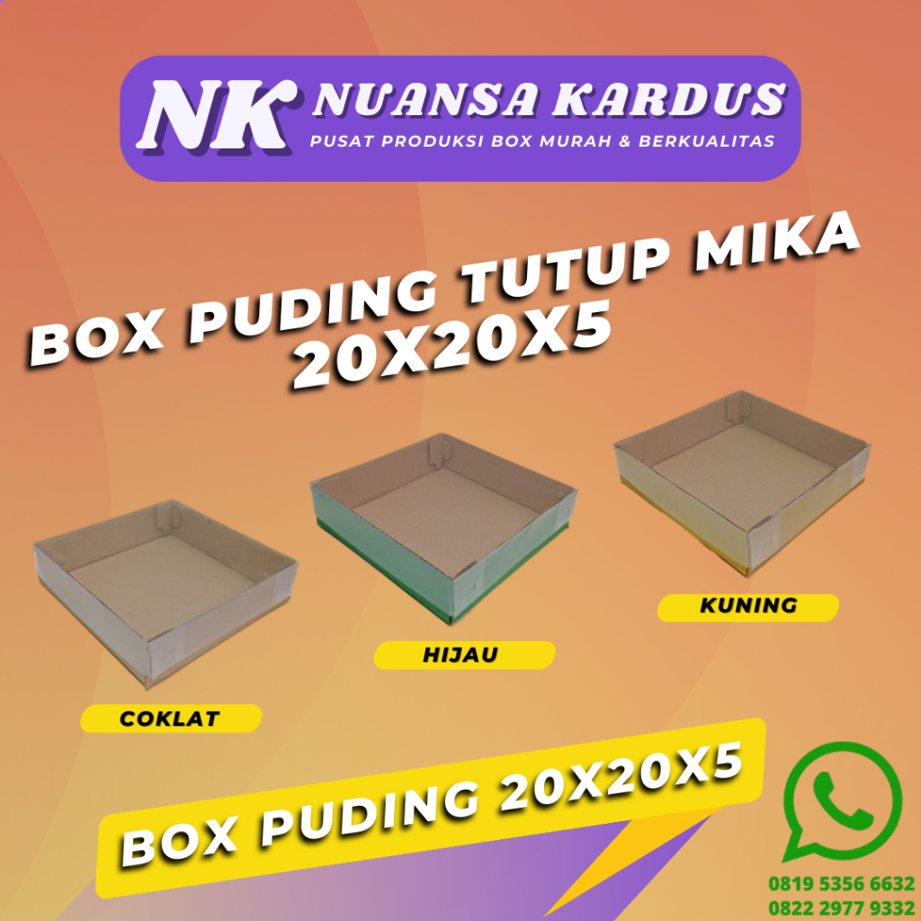 

Box Full Tutup Mika 20x20x5 cm / DIE CUT/ Box Puding Box Cake (10pcs)