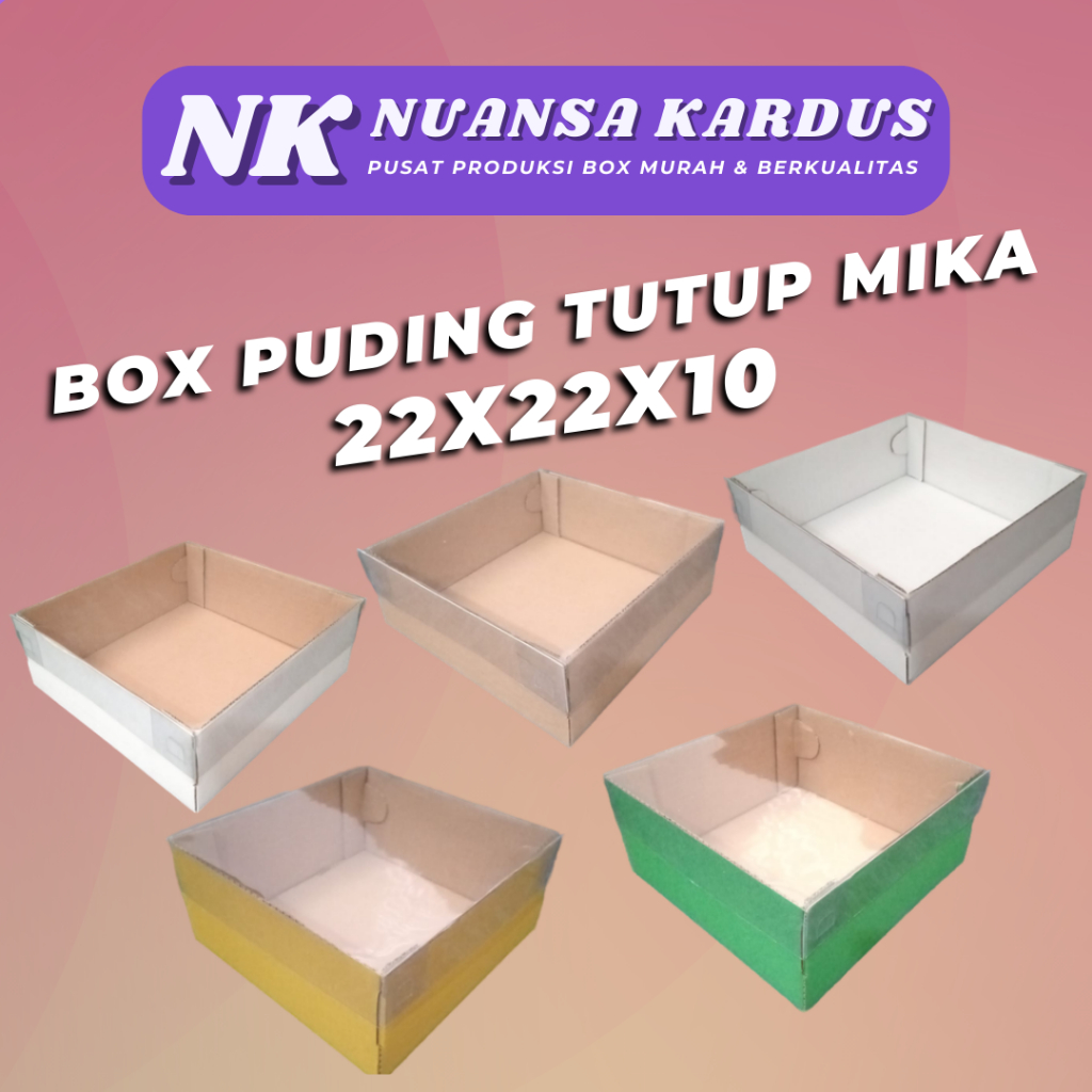 

Box Full Tutup Mika 22x22x10 cm / DIE CUT/ Box Puding Box Cake (10pcs)
