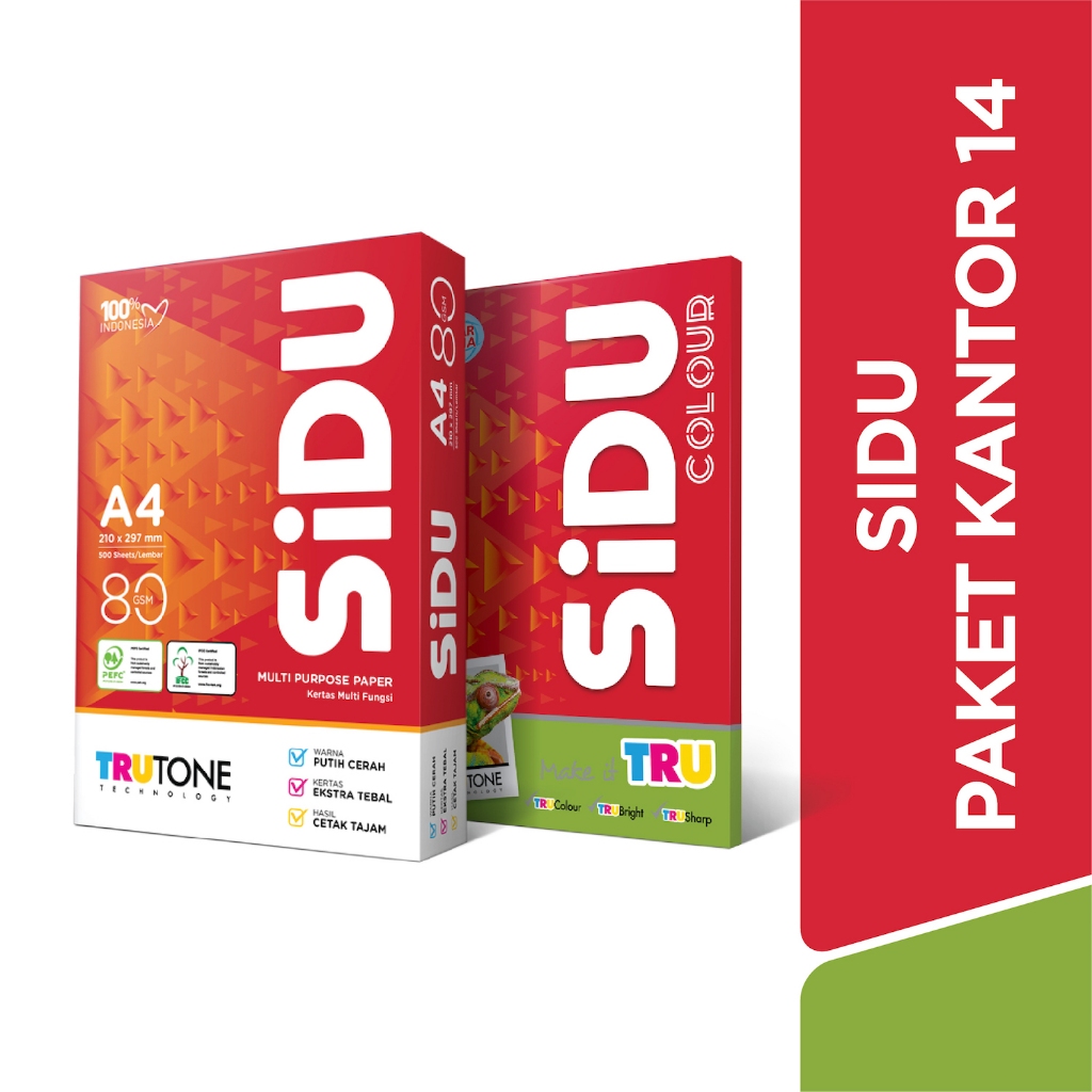 

SiDU Paket Kantor 14 (Kertas HVS 80 GSM A4 & Kertas HVS Berwarna Parrot 80 GSM A4)