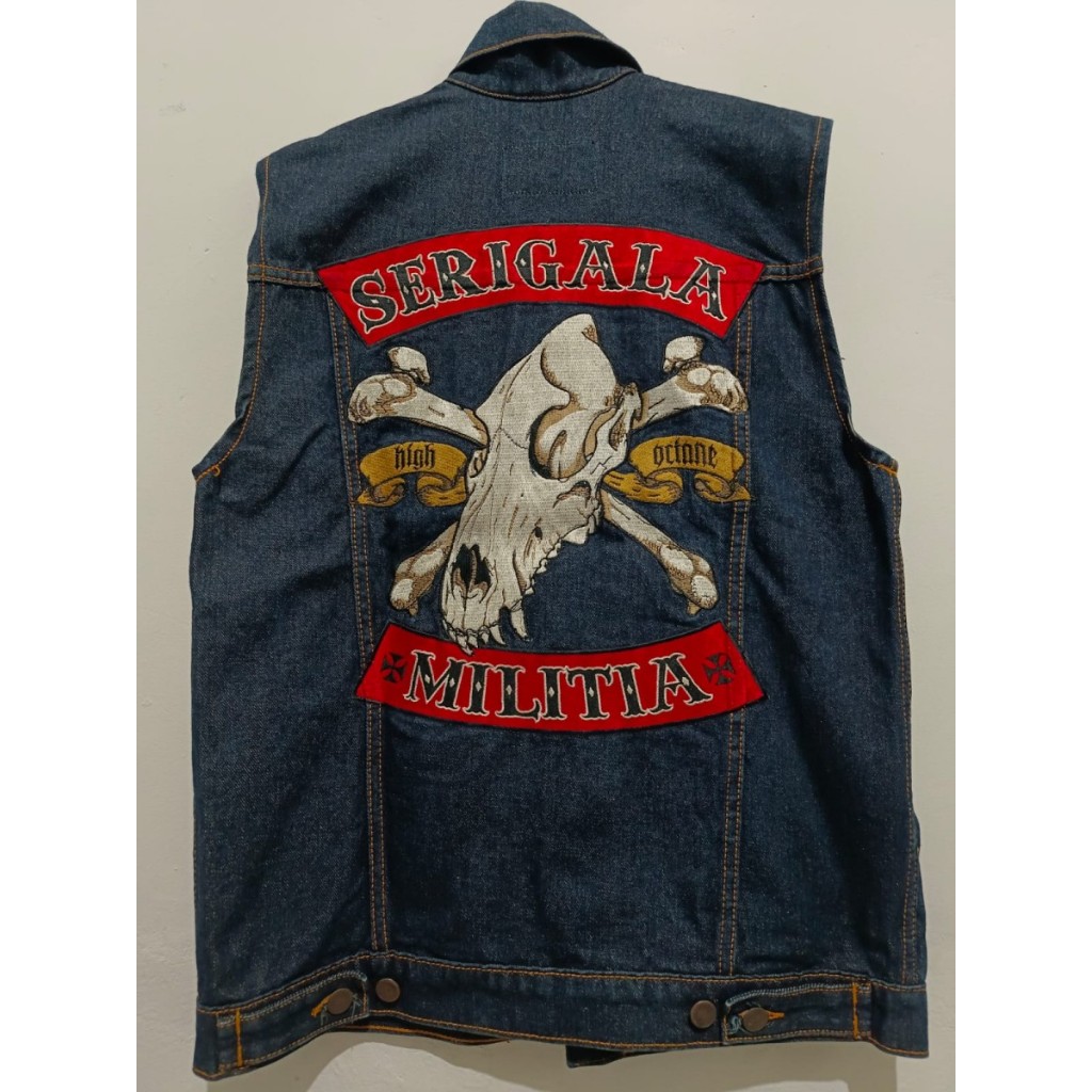 DENIM VEST SERINGAI FIRST RELEASE BLUE NOT BURGERKILL DEAD SQUAD ORI