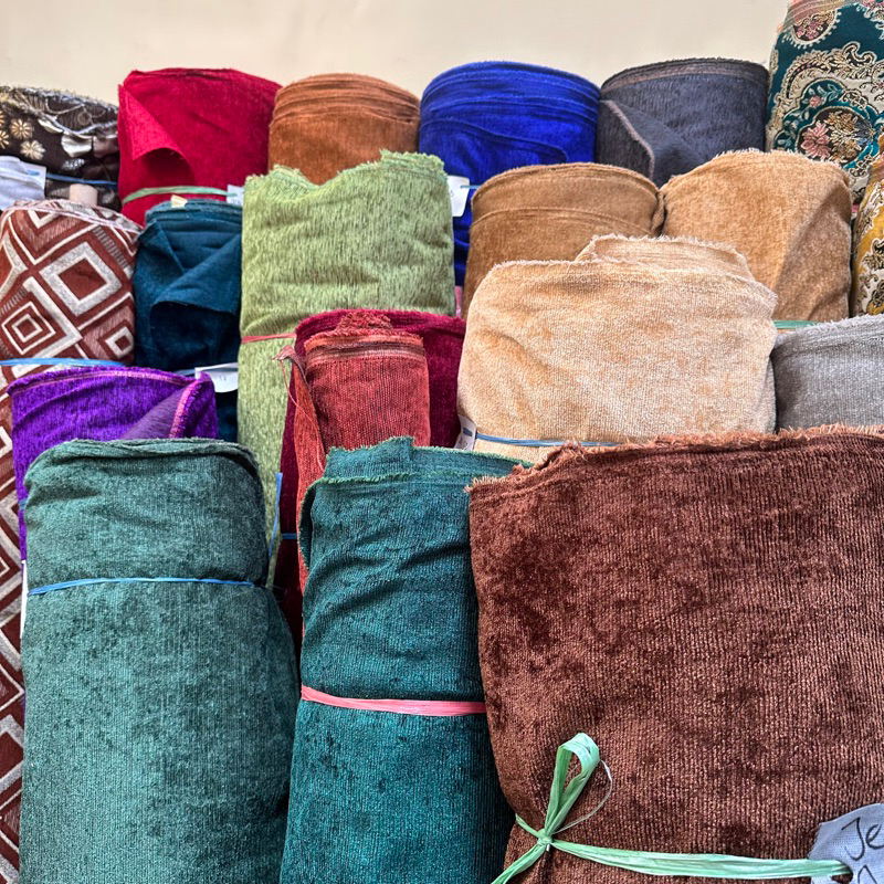 Kain Bludru Polos Jeniver Galaxy Papan Bunga Interior Kain Sofa Bludru Garis Corduroi