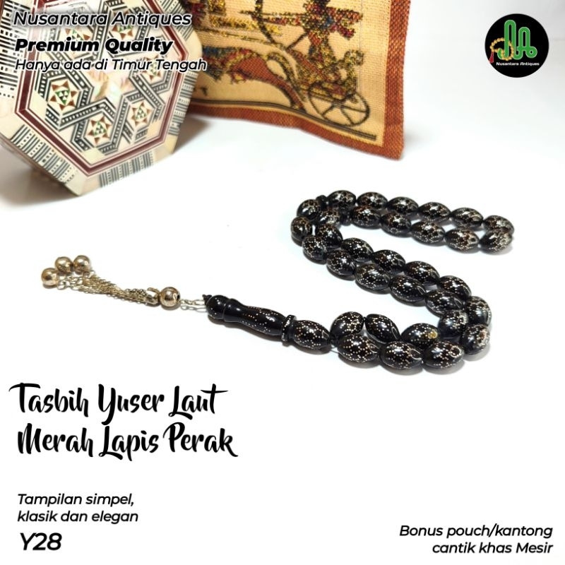 Tasbih Yuser Laut Merah Yusr Laut Merah Mesir Lapis Perak Asli