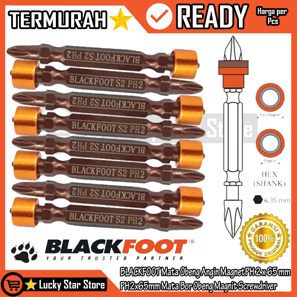 MATA OBENG ANGIN MAGNETIC BLACKFOOT PH2x65MM EXTRA MAGNIT SCREWDRIVER BITS WITH KETOK PLUS MINUS MAG