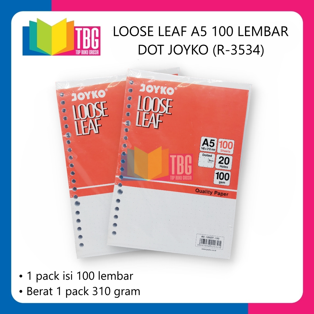 

1 PACK (100 LEMBAR) LOOSE LEAF A5 DOT JOYKO/ ISI BINDER TITIK2/ ISI BINDER DOT/REFILL BINDER (R-3534)