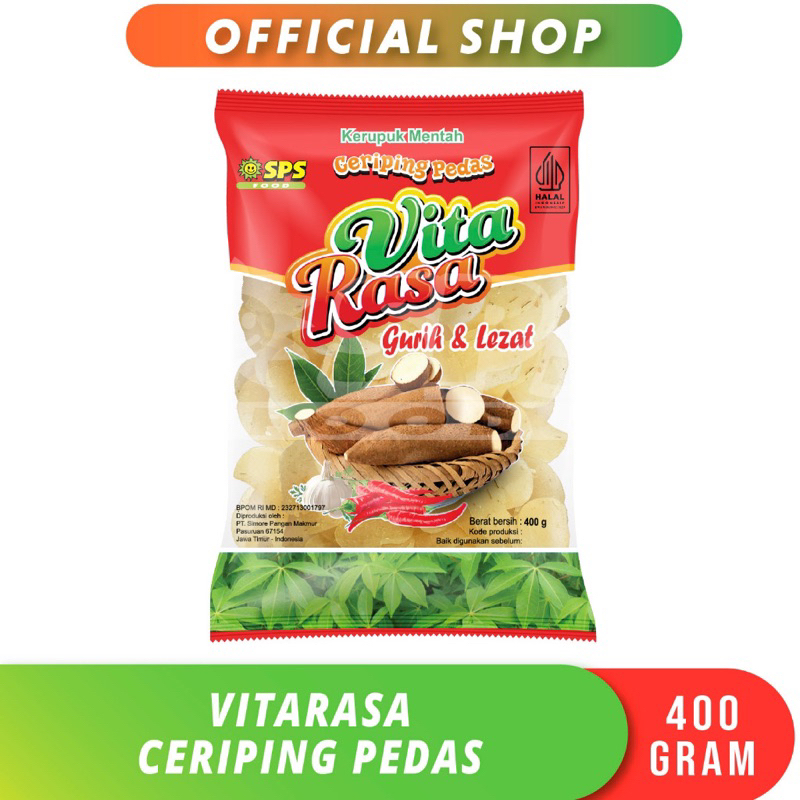 

(200gr/400gr) kerupuk vitarasa ceriping pedas ecer