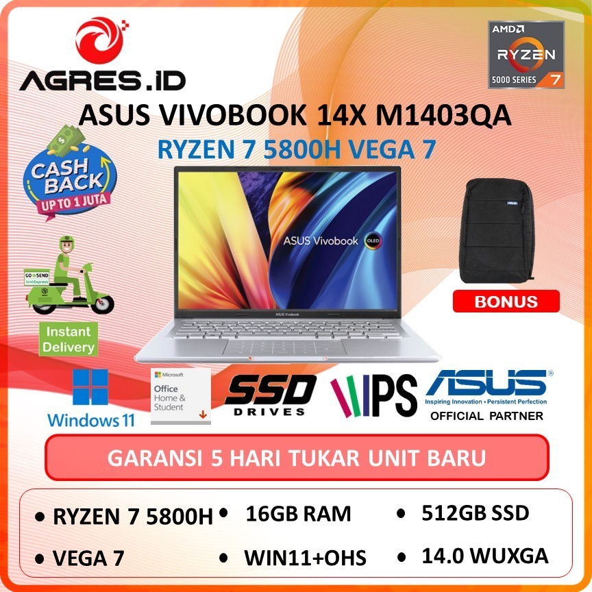 Laptop ASUS VivoBook 14X M1403QA Ryzen 7 5800H 16GB 512SSD