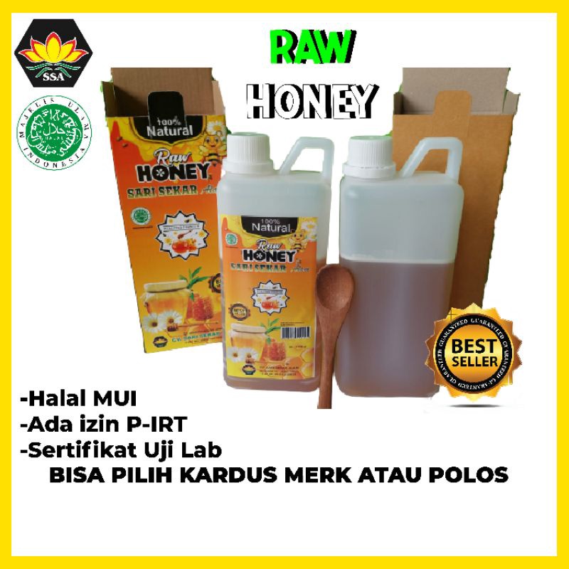 

Star PROMO 1 Kg Madu Murni Asli Peras Melifera ( Raw Honey ) free dus box dan Sendok | Sari Sekar halal MUI !