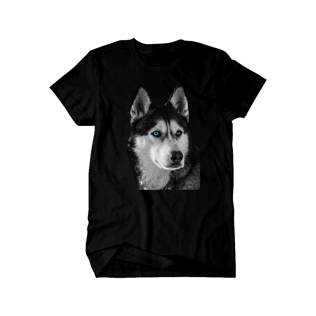Kalemmerch Kaos Hitam - Gambar Anjing Dog Husky