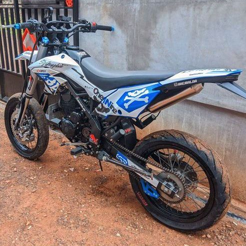 Stiker Decal KLX | CRF | Dtracker Decal Biru Putih Bebas Desain Nama Nmr