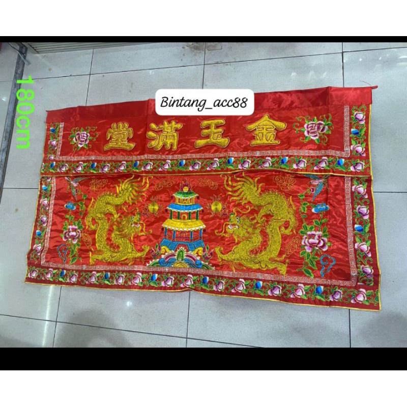 Towi/ Tok wi/tokwi- kain altar merah- naga- bordir-180cm