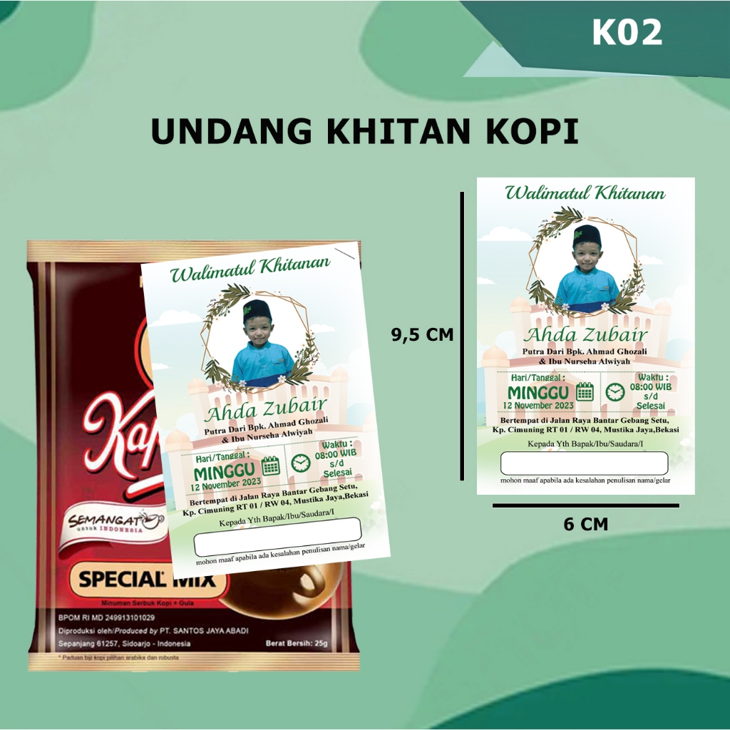 undangan kopi khitan / undangan kopi / undangan mini
