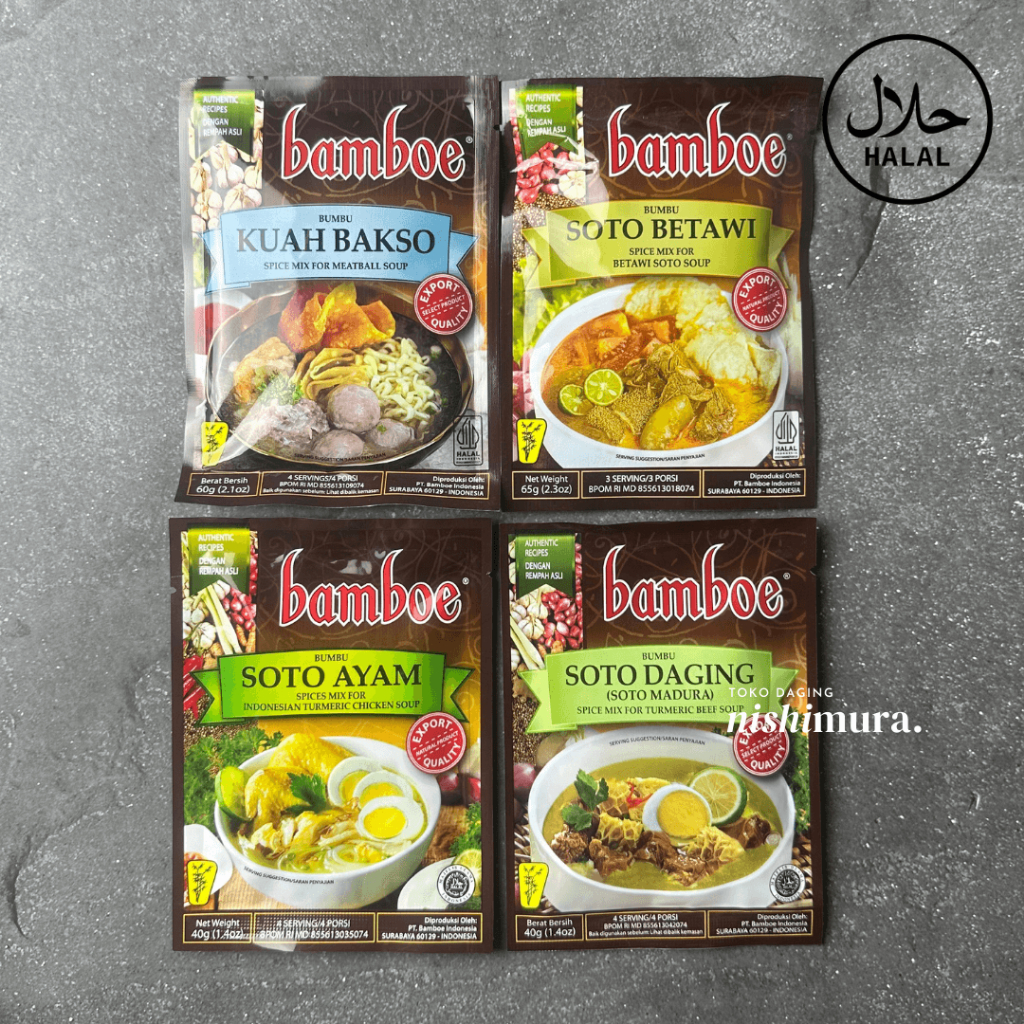 

Bumbu Bamboe Kuah Bakso Sapi , Soto Betawi Daging Ayam Madura Santen Export Internasional