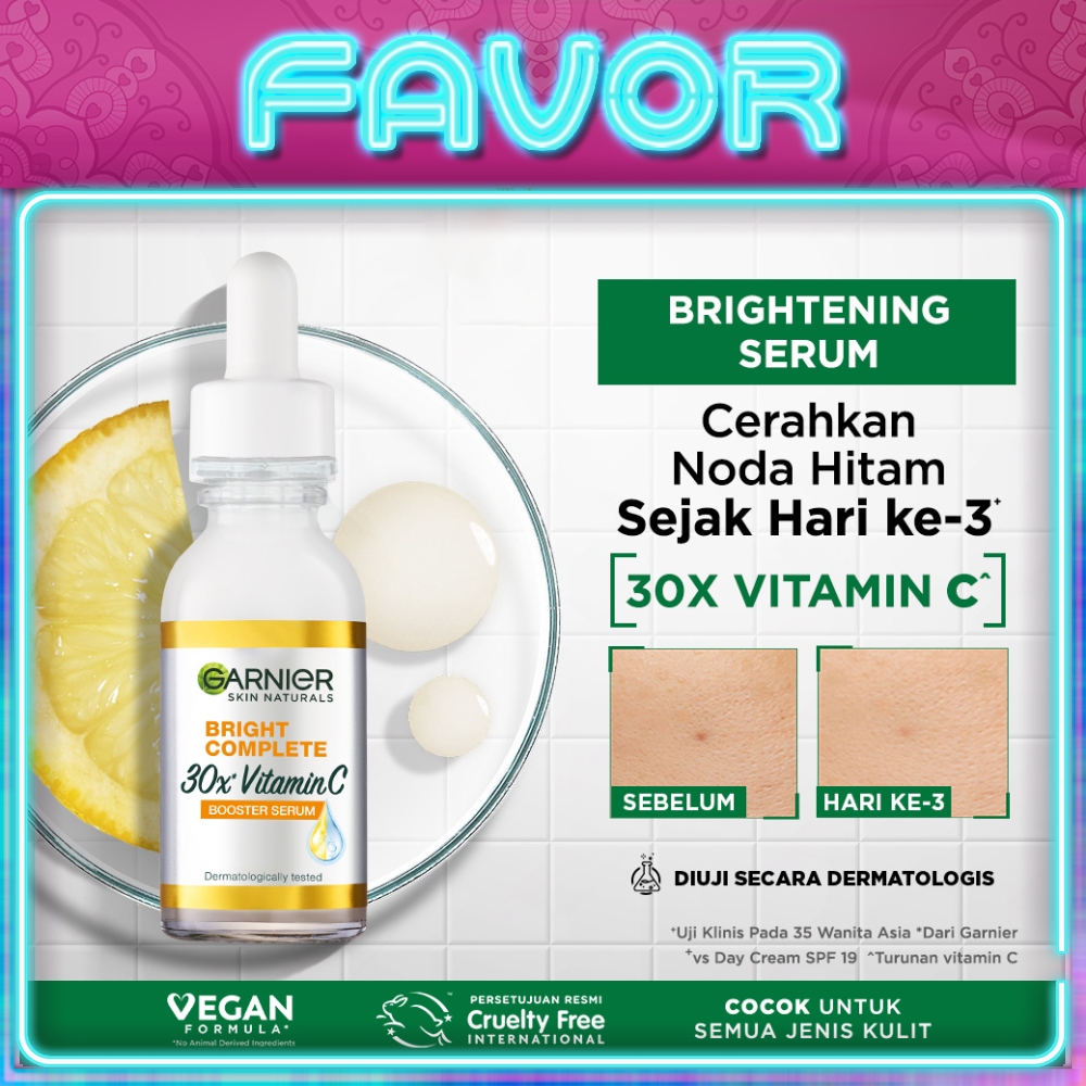 Garnier Bright Complete Vitamin C 30x Booster Serum Skin Care - 30ml (Cepat Cerahkan Noda Hitam & Sa