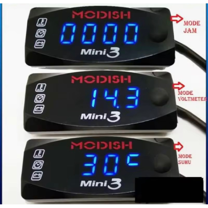 Voltmeter AKI 3in1 JAM SUHU VOLT METER AKI MOTOR UNIVERSAL NMAX PCX AEROX SCOOPY