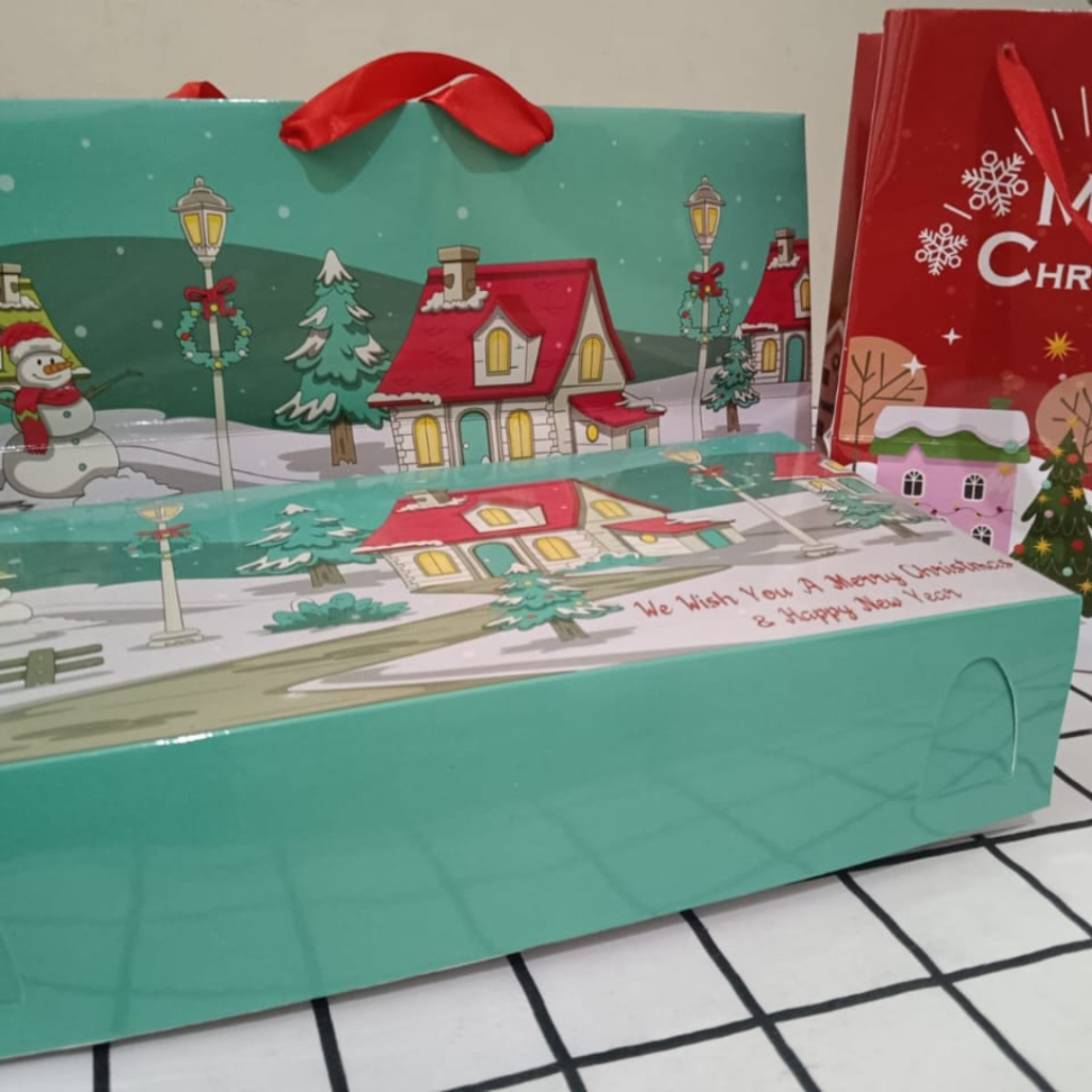 

BOX HIJAU Kotak Packaging Natal Merry Christmas Natal Hampers READY STOCK
