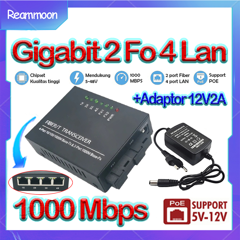POEConverter Gigabit 2 Fo 4 LAN Media Converter 2 Fo Gigabit 2G4E Htb Gigabit Htb 2 Fo 4 RJ45 2 SC