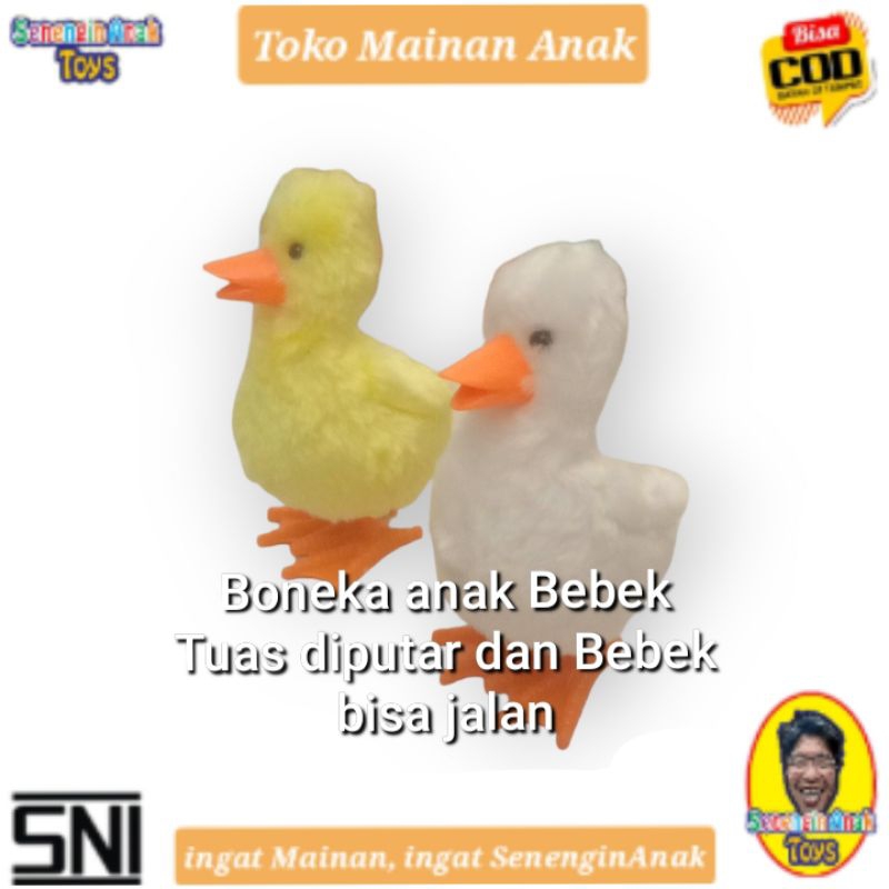 Mainan boneka anak Bebek tuas diputar bisa jalan mainan jadul