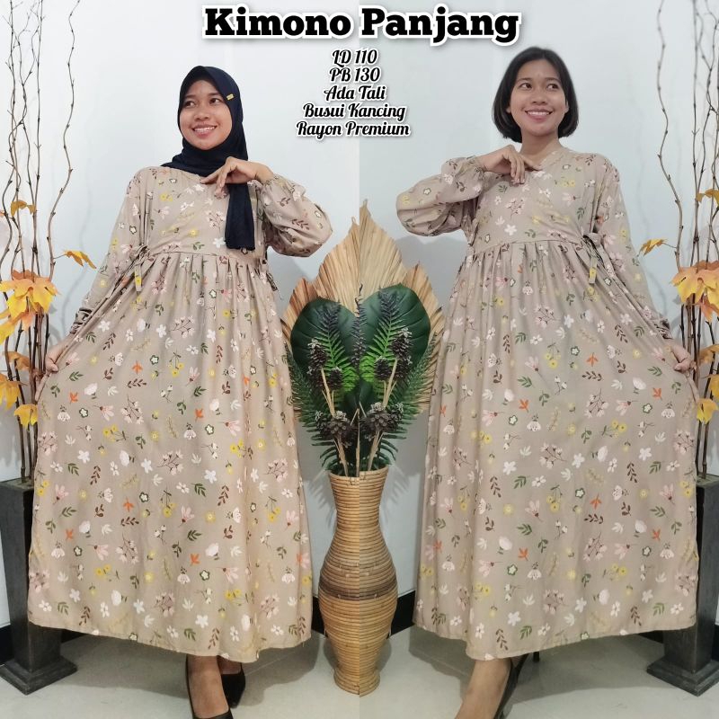 GAMIS KIMONO PANJANG kekinian nyaman pakaian wanita adem fsh