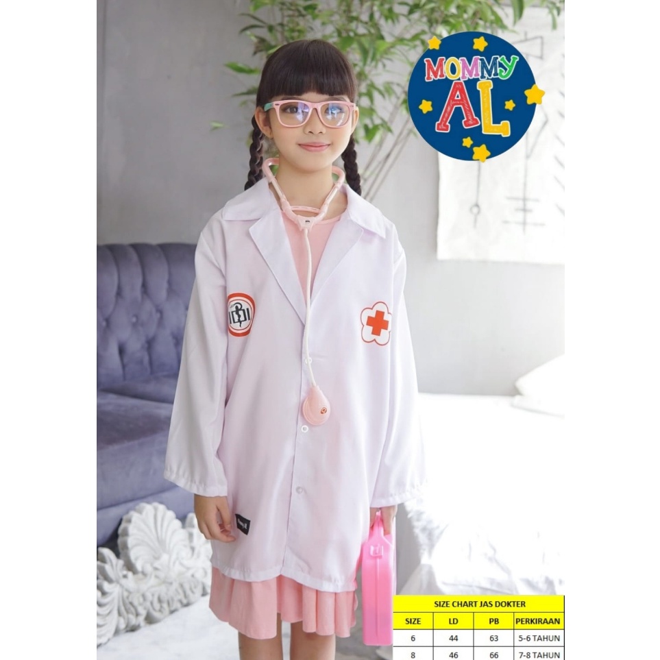 Terkini JAS DOKTER ANAK 6-10 TAHUN/Jas dokter Anak/Jas Dokter anak kecil/jas dokter anak murah/jas d