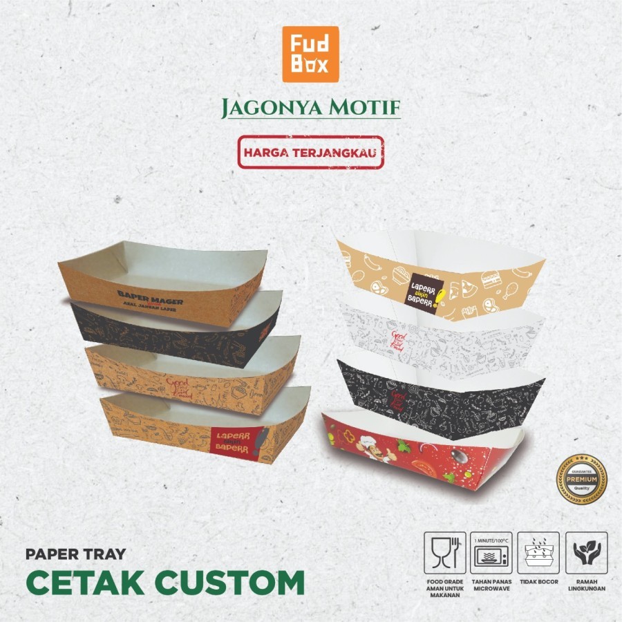 Paper Tray Custom Design | Cetak Custom Tray Nampan Makanan Food grade