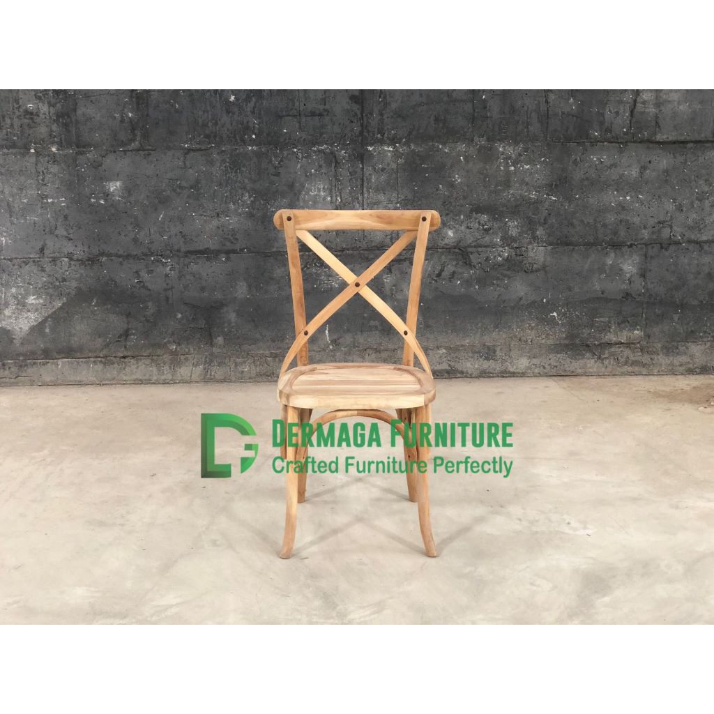 KURSI SILANG DUDUKAN GAMBANGAN KAYU JATI CROSBACK DEKORASI PELAMINAN MAKAN PENGANTIN PERNIKAHAN AKAD
