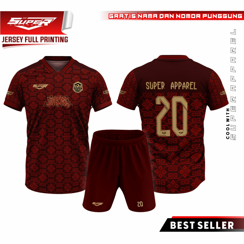 JERSEY FULL PRINTING - JERSEY FOOTBALL  AUTHENTIC RED