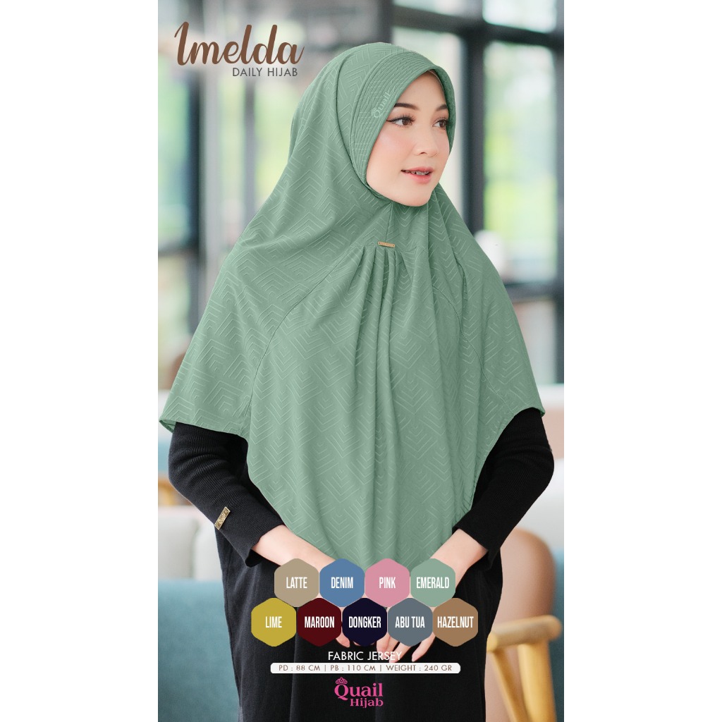 IMELDA Daily Quail Hijab Adem bahan Jersey Polos Detail Texture