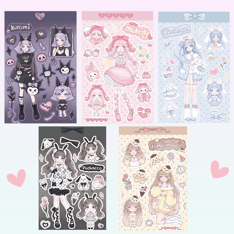 

Delunashop DL1065S sticker Charater cuckoo Sticker Deco Glittery art fanart original looklike anime sanrio cinnamonroll kuromi