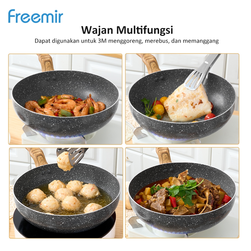 [BUY 1 GET 6] Wajan Jumbo 26 Cm Anti Lengket Double Bottom + 5 Pcs Pisau Baja Putih Tebal Anti Karat