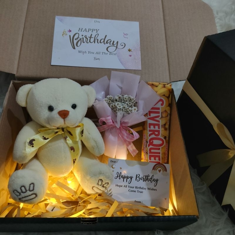 Set Hampers Kado Gift Birthday buat Pacar / Teman / Bestie Cowo Cewe Boneka Teddy Bear Mini Coklat B