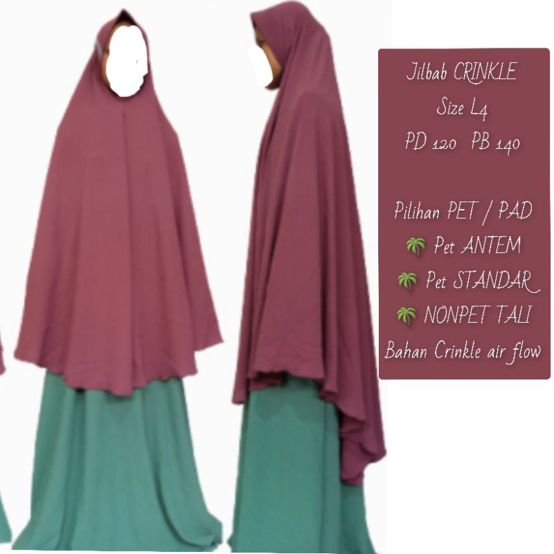 Jilbab Crinkle pet/Pad ANTEM Jumbo Dewasa