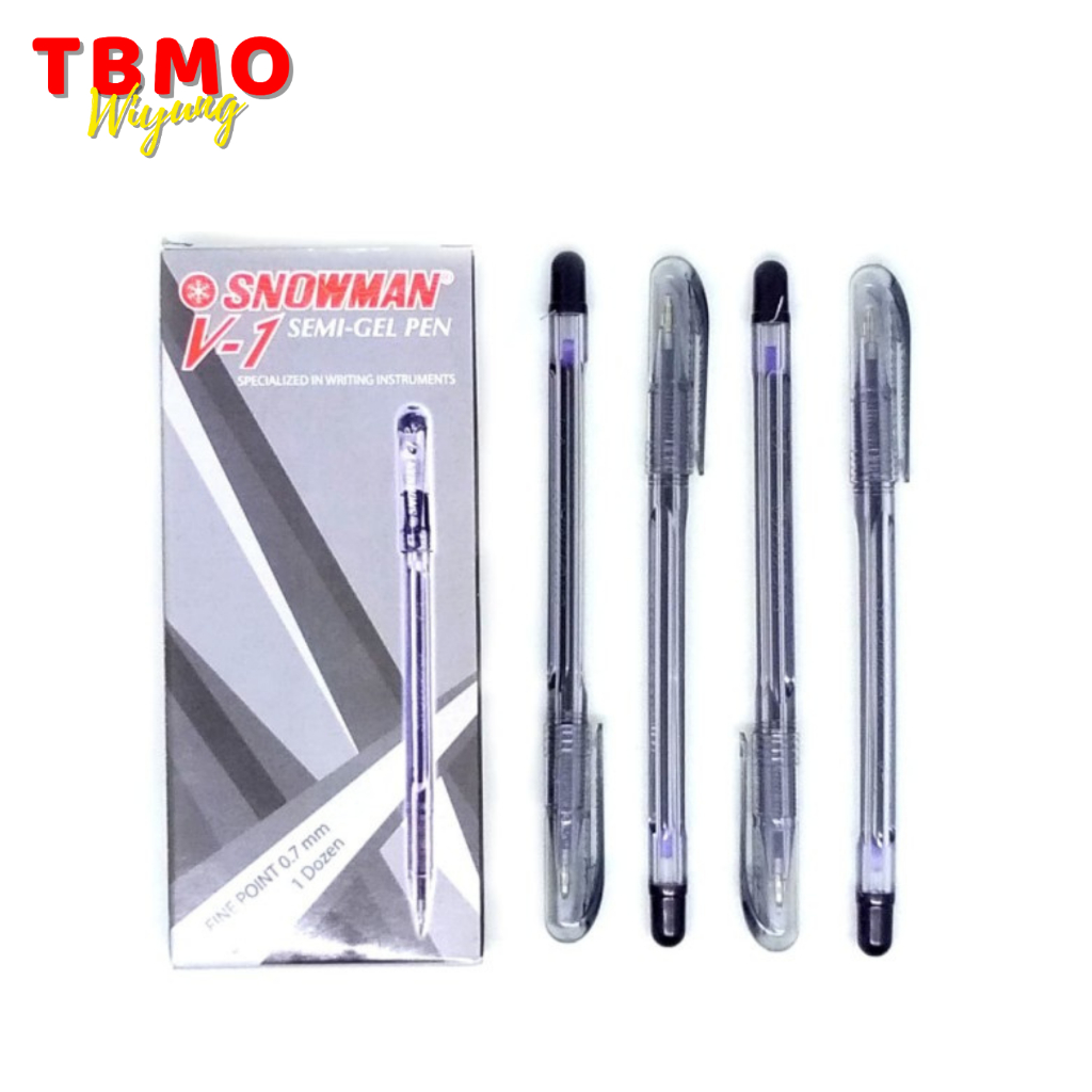 

( 1 Pack ) TBMO Bolpen / Pulpen Snowman V1 Hitam Per Pack Isi 12 Pcs